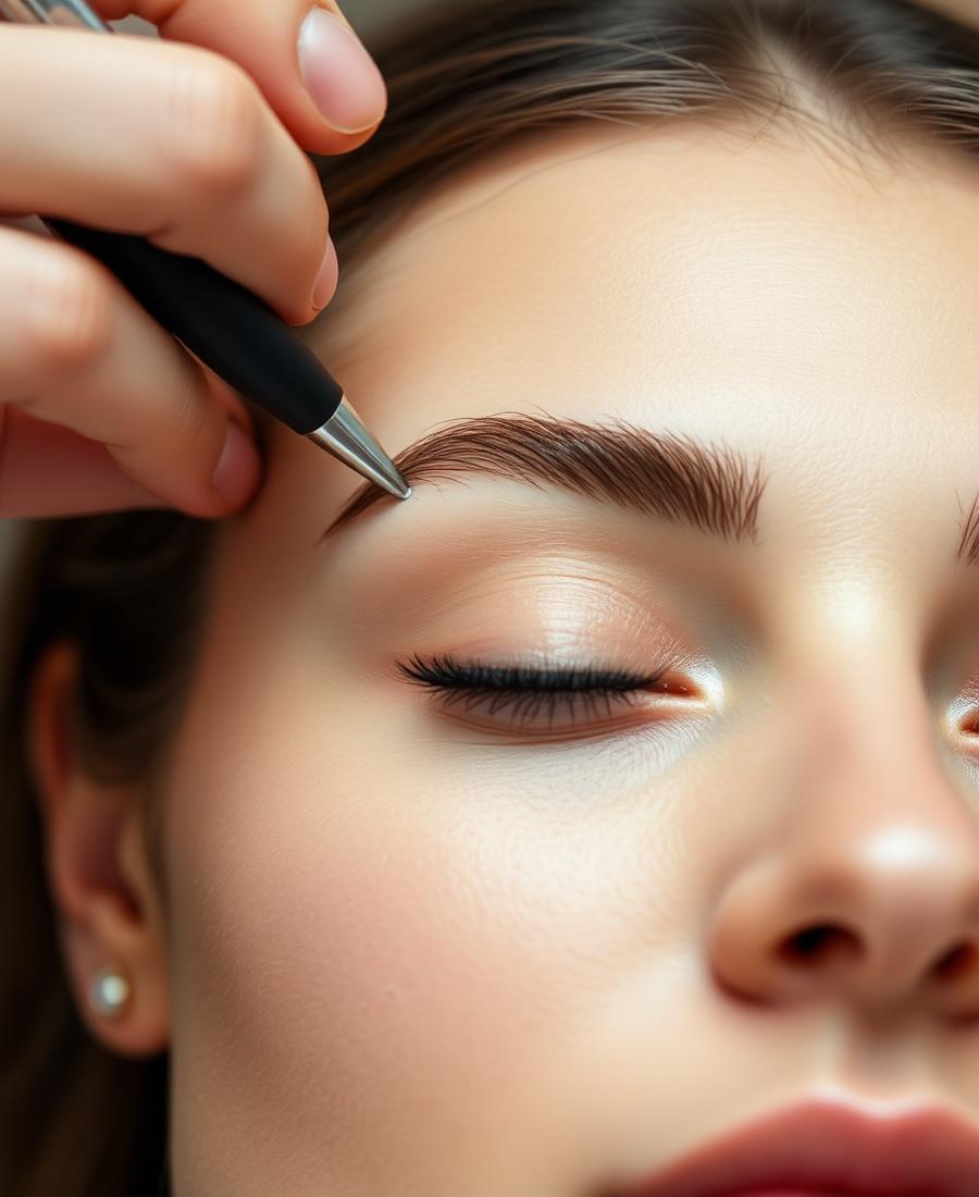 Eyebrow shaping treatment close-up